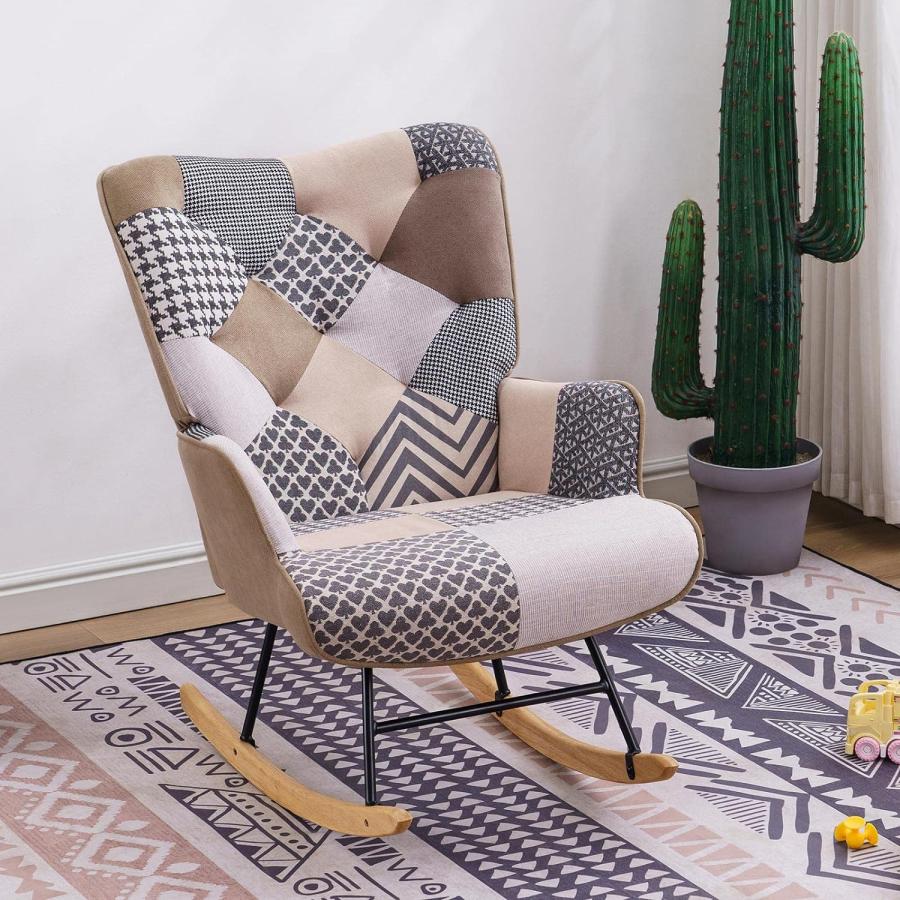 IDEALISMLIVING Rocking Chair Boho Design Nursery Glider Rocker with