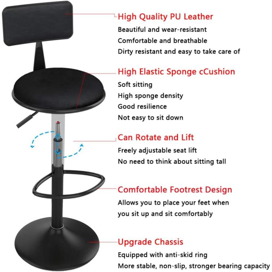 購入しサイト Lightweight Foldable Portable Kitchen Counter Bar Stool Modern Minimalist Bar stool Lifting Rotate PU Leather Upholstered Bar Chair for Kitchen Pub