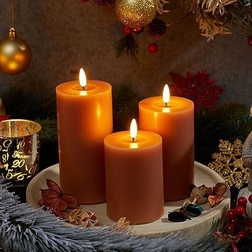 glowiu Pillar Flameless Candles Battery Operated with Remote (H 4inch