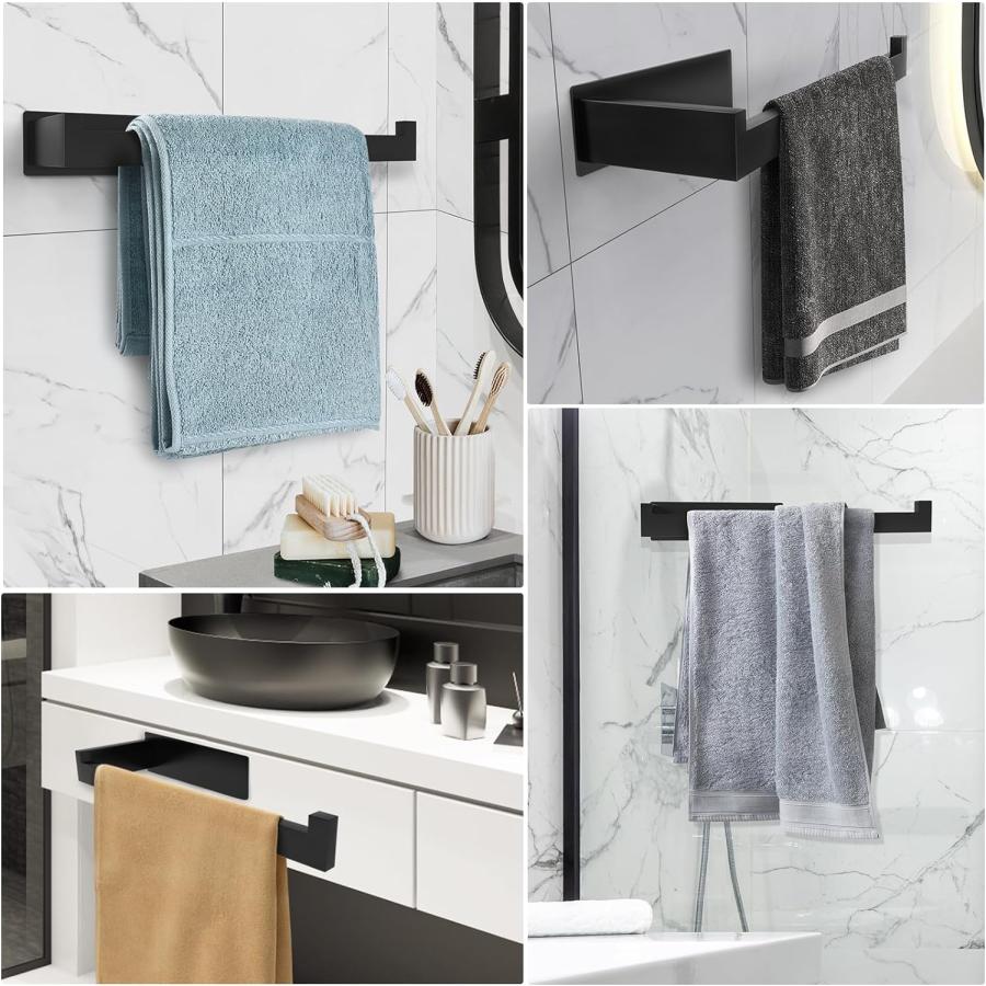 期間限定配送料無料 Duo Sheng Hand Towel Holder Strong Self Adhesive Towel Holder for Bathroom Wall Mounted 304 Stainless Steel Hand Towel Bar/Rack(Black)　並行輸入品