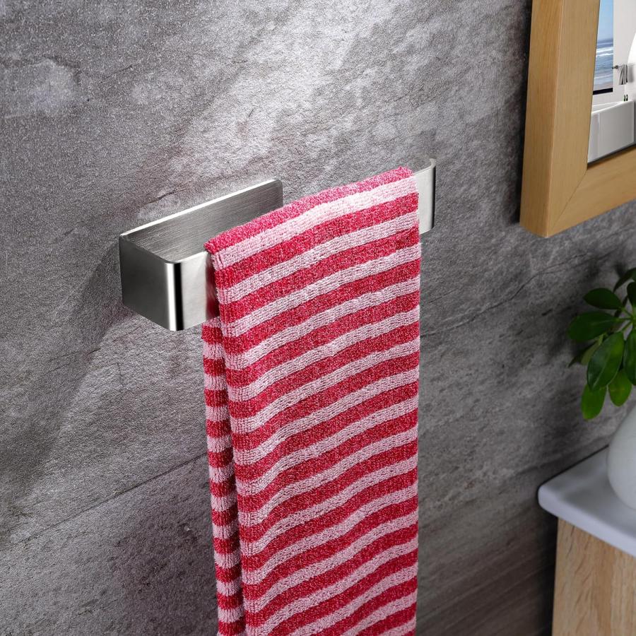 アウトレット直販店 YIGII Hand Towel Holder Self Adhesive Hand Towel Bar Bathroom Towel Rack Stick on Wall No Drilling Towel Hanger Stainless Steel Brushed Silver