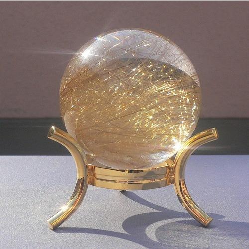 ゴールドルチル 56mm大玉 特別価格]ライトゴールドルチルクォーツ丸玉