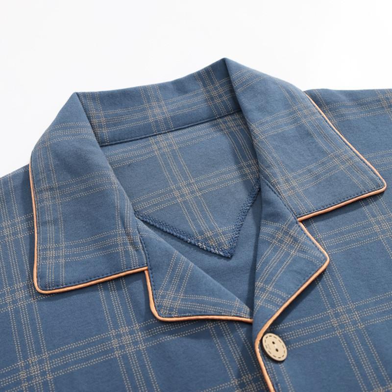 パジャマ メンズ セットアップ 夏 薄手 ルームウェア 父の日 ギフト 長袖 前開き シャツ 上下セット パンツ 寝巻き 春 秋 |  | 12