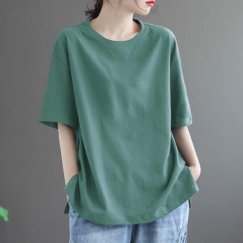 Tシャツ レディース 半袖 トップス カットソー カジュアル ゆったり 快適 無地 薄手 涼しい 普段着 ルームウェア 春 夏 セール 送料無料 |  | 07