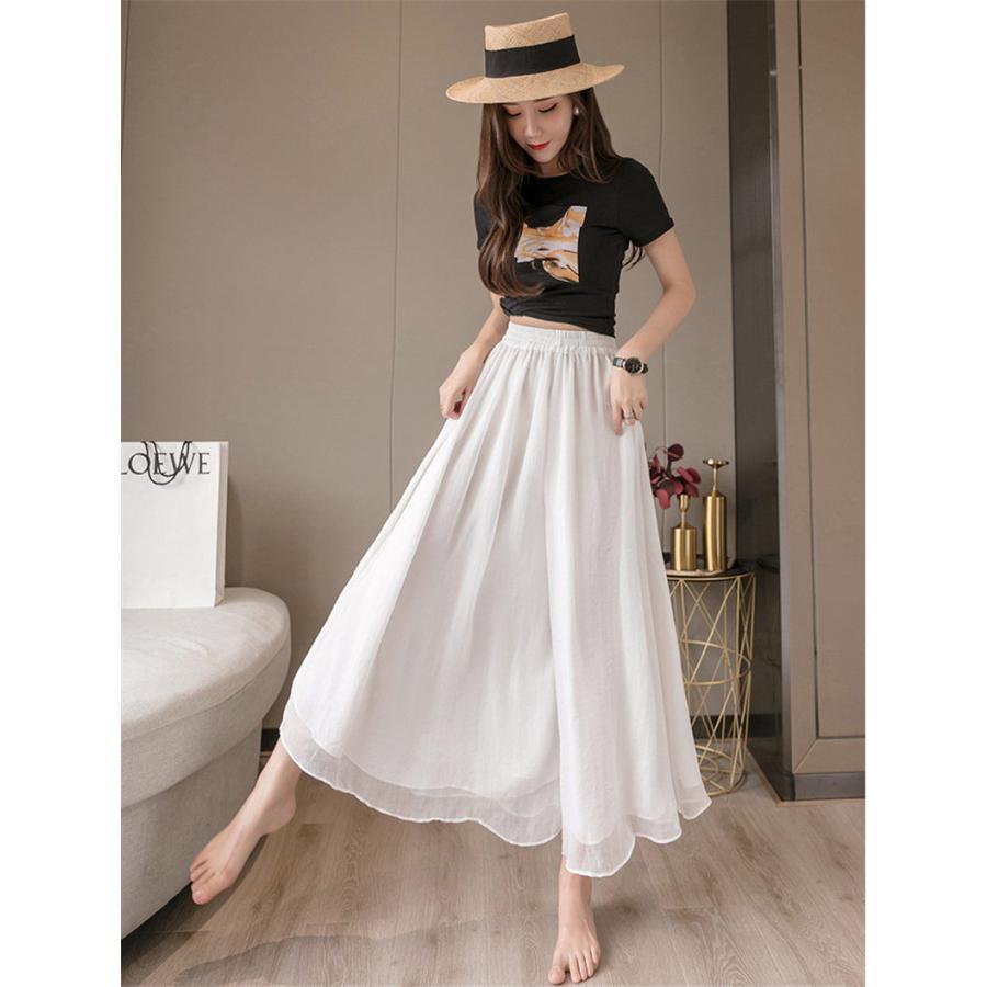 ワイドパンツ フレアパンツ フェイクスカート フレアスカート ガウチョ 大きいサイズ 9分丈 春 夏 涼しい おしゃれ セール 送料無料 |  | 14