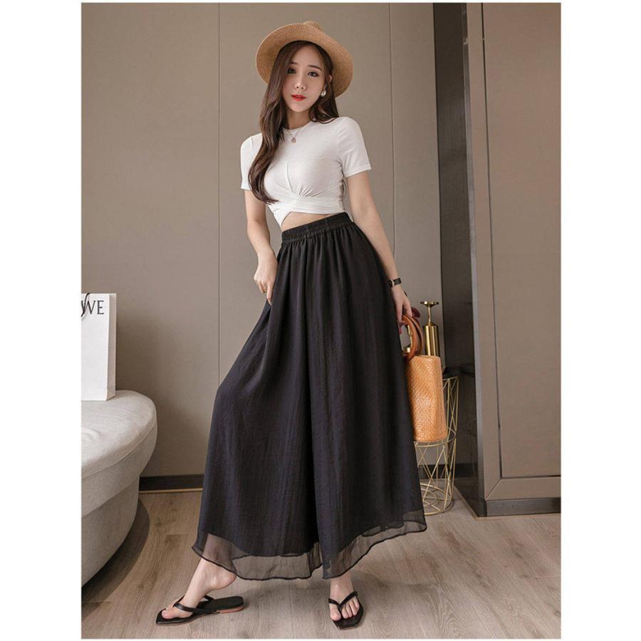 ワイドパンツ フレアパンツ フェイクスカート フレアスカート ガウチョ 大きいサイズ 9分丈 春 夏 涼しい おしゃれ セール 送料無料 |  | 08