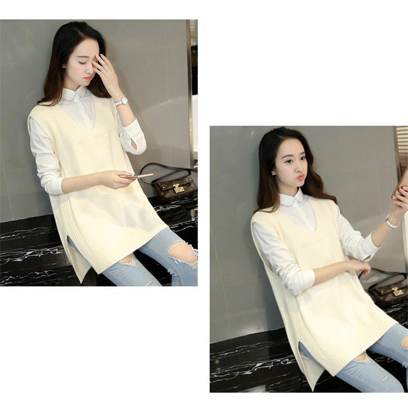 ニットベスト レディース チョッキ トップス Vネック ロング ノースリーブ プルオーバー ベスト ジレー セーター 重ね着 コーデ 送料無料 |  | 10