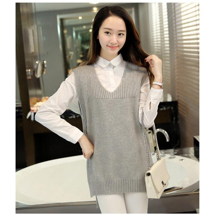 ニットベスト レディース チョッキ トップス Vネック ロング ノースリーブ プルオーバー ベスト ジレー セーター 重ね着 コーデ 送料無料 |  | 05