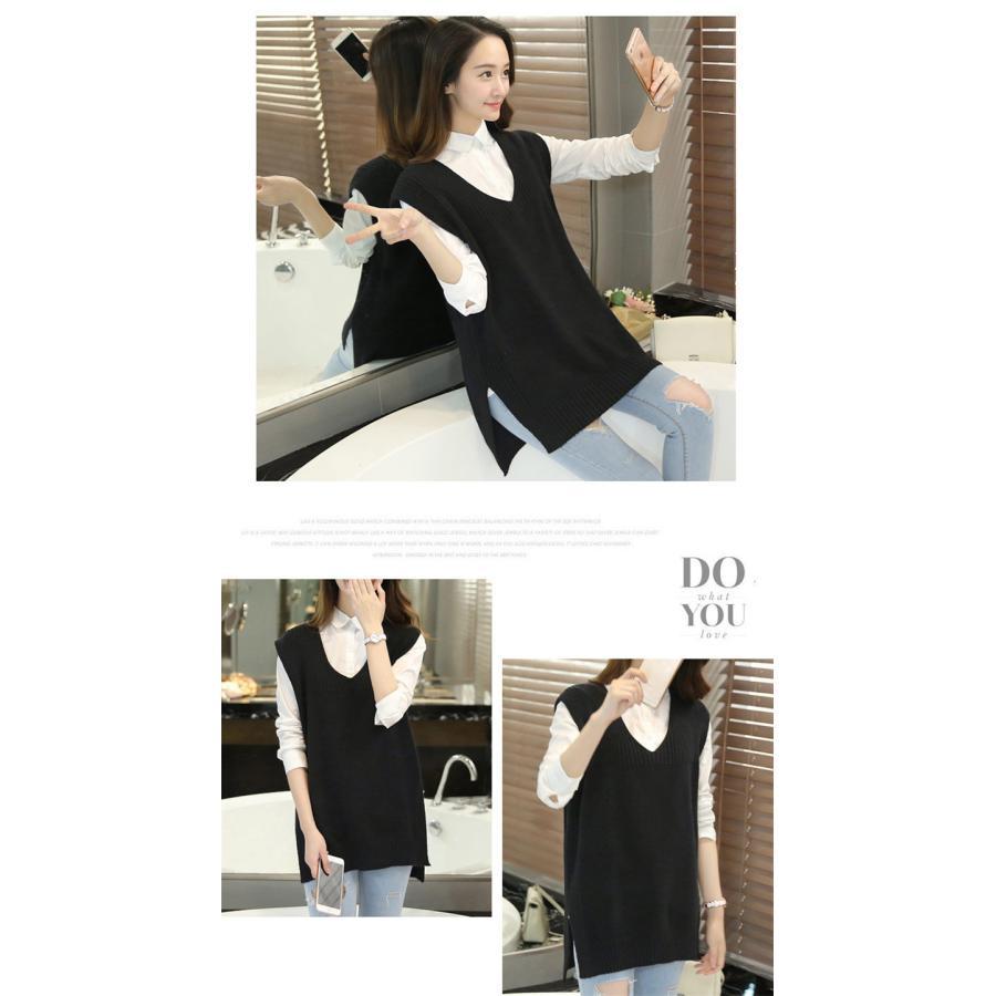 ニットベスト レディース チョッキ トップス Vネック ロング ノースリーブ プルオーバー ベスト ジレー セーター 重ね着 コーデ 送料無料 |  | 07