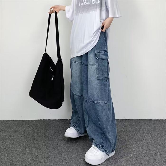 デニムパンツ ワイドパンツ メンズ ロングパンツ ジーンズ ズボン
