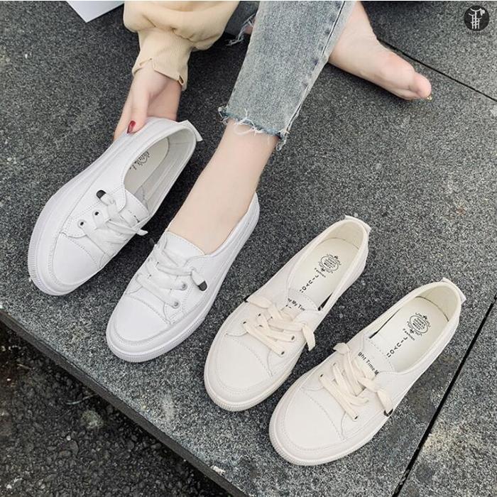 スニーカー レディース おしゃれ デッキシューズ フラットシューズ ローカット レース アップ 軽量 靴 |  | 01