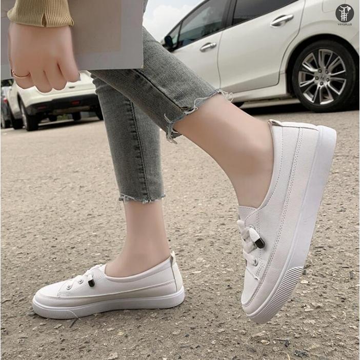 スニーカー レディース おしゃれ デッキシューズ フラットシューズ ローカット レース アップ 軽量 靴 |  | 03