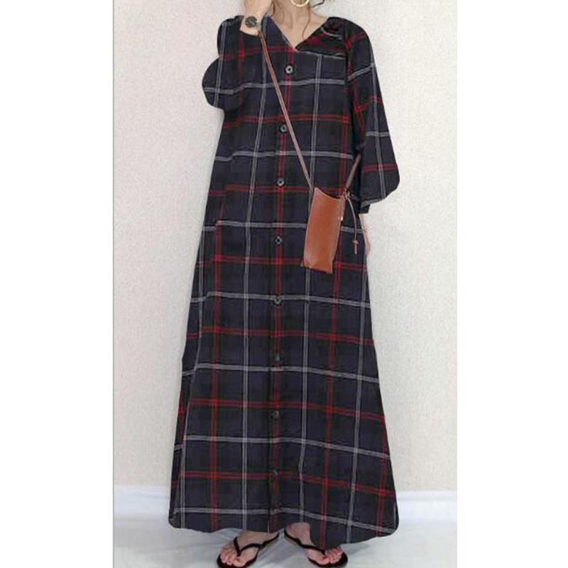 ワンピース ロングワンピース チェック柄 レディース 長袖 体型カバーシャツワンピース 上品 通勤 OL 30代 40代 着痩せ 韓国風 おしゃれ きれいめ マキシ |  | 02
