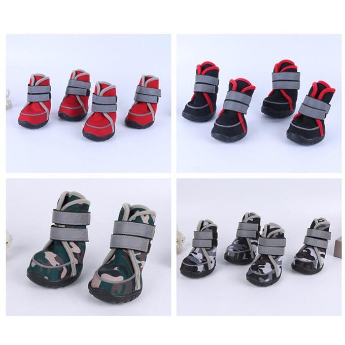 犬 靴 ドッグシューズ 靴下 ソックス 4個入 脱げない 柔らかい 嫌がらない ソフト ブーツ 履物 肉球保護 滑り止め 反射光 子型犬 中型犬 |  | 03