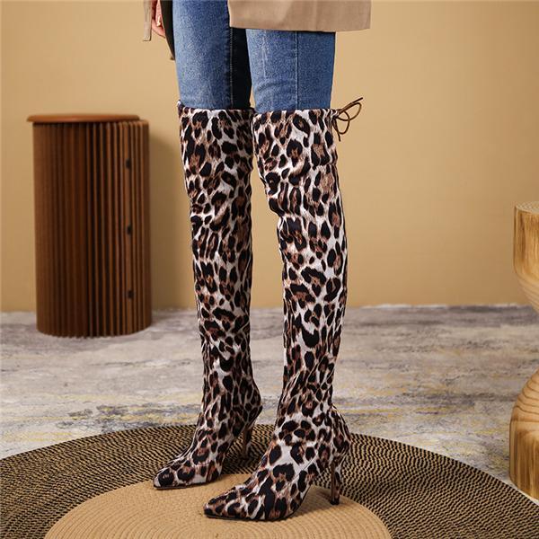 ロングブーツ レディース スエード風 ニーハイブーツ ヒョウ柄 膝上 トレンド 靴 ワークブーツ 通学 通勤 無地 春 秋 冬 アウター 快適 ロングブーツ レディース スエード風 ニーハイブーツ ヒョウ柄 膝上