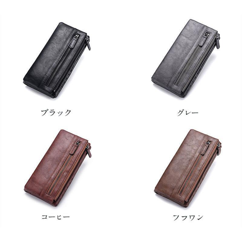 長財布 メンズ レディース 財布 レザー お札入れ 革 小銭入れ 携帯 ファスナー 大容量 多機能 ビジネス かっこいい カード 収納力レトロ 送料無料 |  | 01
