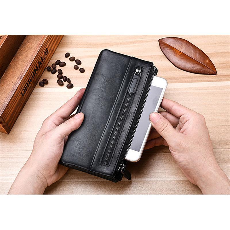 長財布 メンズ レディース 財布 レザー お札入れ 革 小銭入れ 携帯 ファスナー 大容量 多機能 ビジネス かっこいい カード 収納力レトロ 送料無料 |  | 09