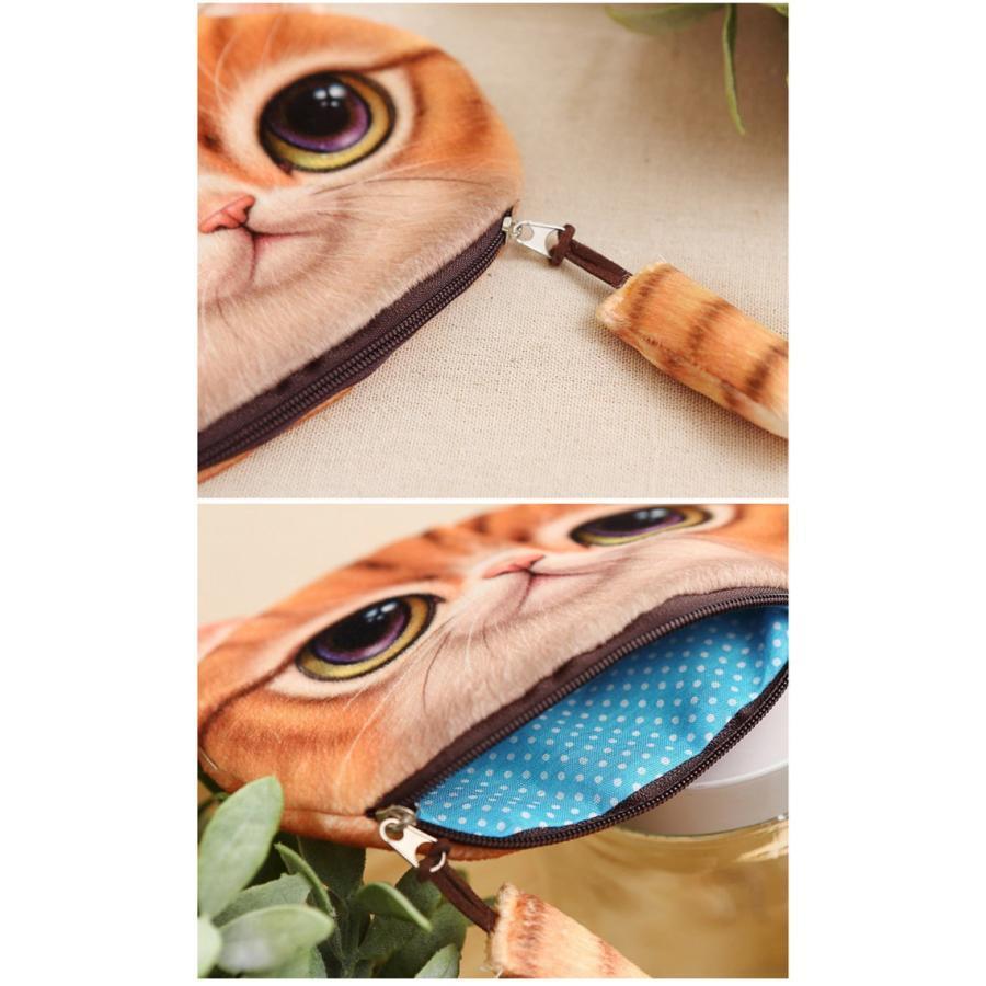 ねこポーチ リアル 3D猫顔プリント 猫柄 猫型 ポーチ 小銭入れ コイン