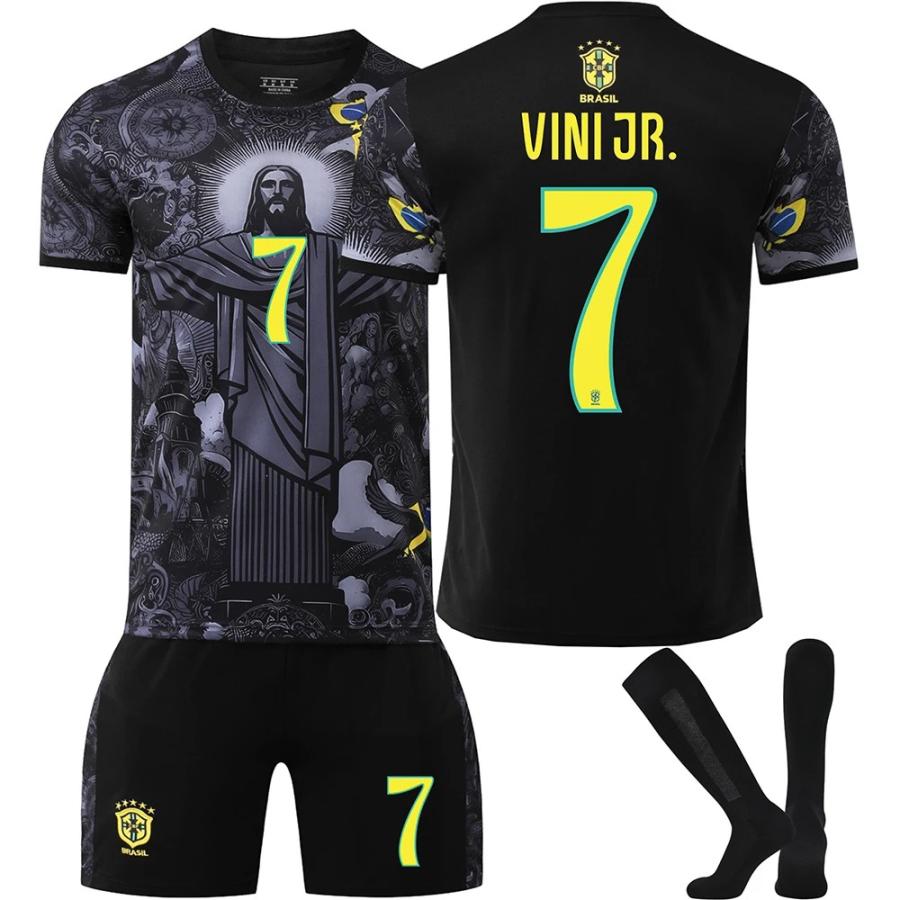 ブラジル代表 特別記念版ブラックサッカーユニフォームセット 7 番
