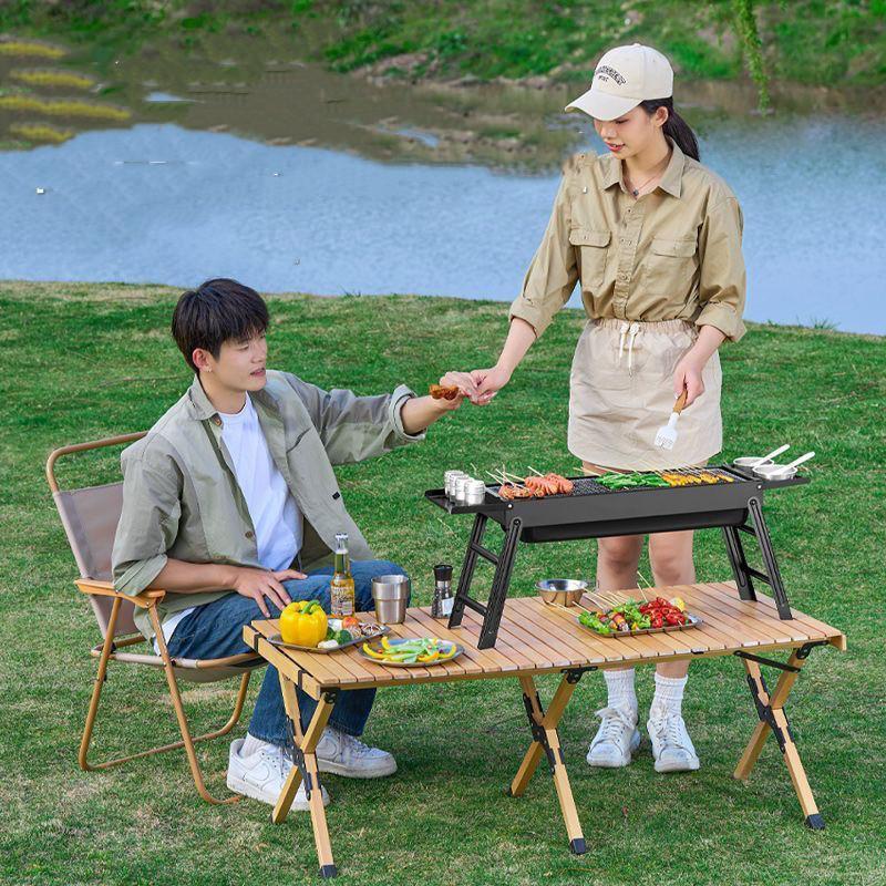 バーベキューコンロ 4-6人用 キャンプ コンロ アウトドア グリル 持ち運び コンパクト 軽量 bbq 鉄板焼き キャプテンスタッグ |  | 11