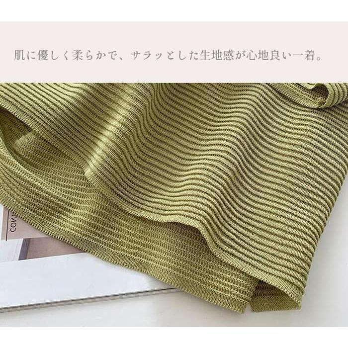 チュニック ニット Vネック レディース 五分袖 冷感ドロップショルダー 体型カバー 肩落ち トップス 透け感 ゆったり 薄手 スリット |  | 09