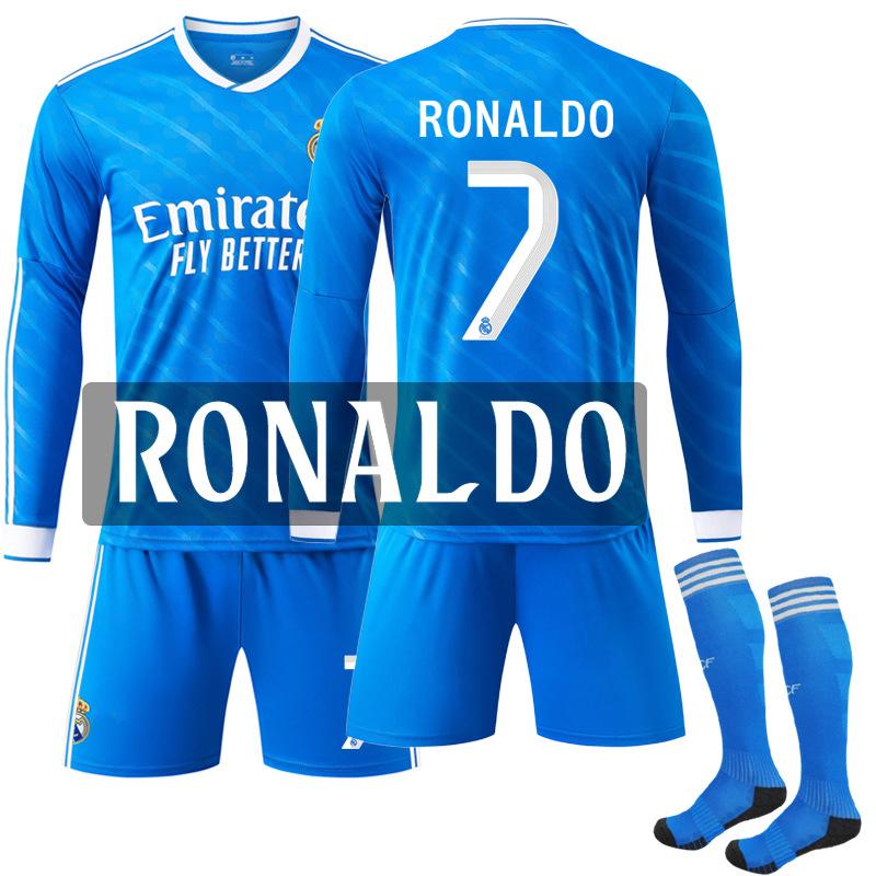 2526 レアル・マドリード セカンドアウェイ ブルー 長袖サッカーユニフォーム 上下セット 9 番ムバッペ・7 番 C ロナウド・5 番ベリンガム |  | 01