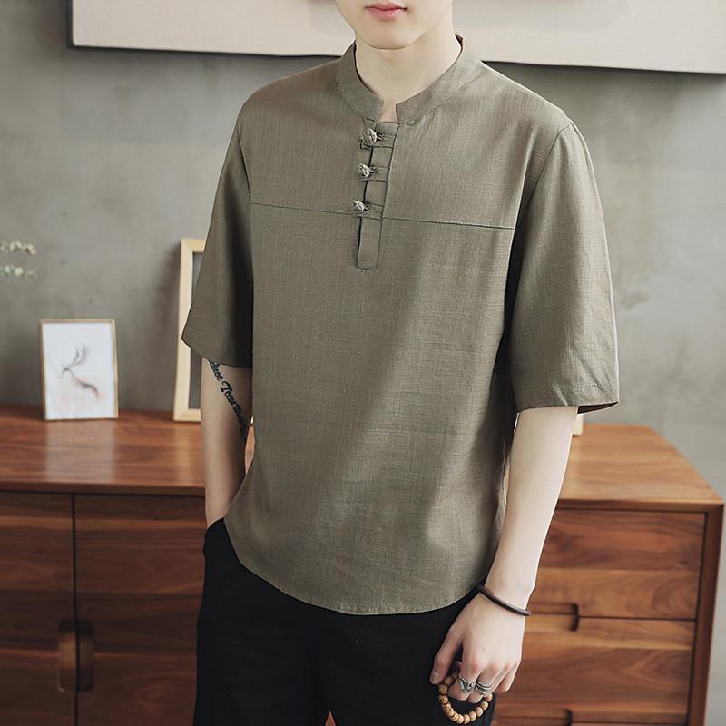 夏新作 Tシャツ メンズ 半袖 トップス 半袖Tシャツ 刺繍 綿麻 柄 夏 夏服 メンズファッション かっこいい カジュアル シンプル |  | 12