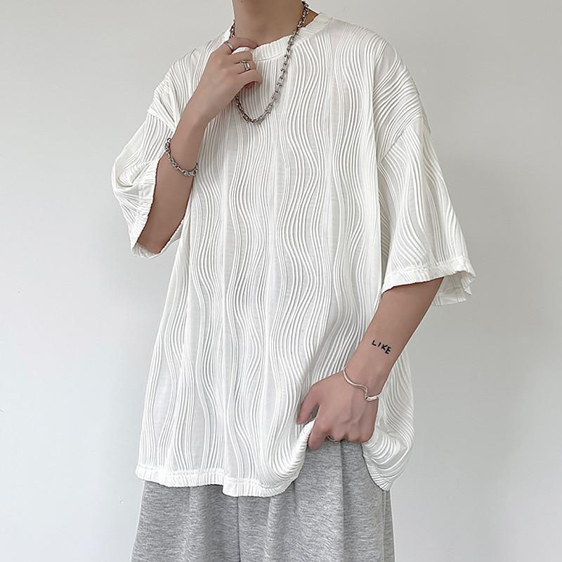 Tシャツ 夏服 メンズ 半袖 ゆったり 五分袖 涼しい 無地 カジュアル ファッション 丸襟 柔らかい肌触り 快適 ストリート オシャレ 大きめ |  | 02