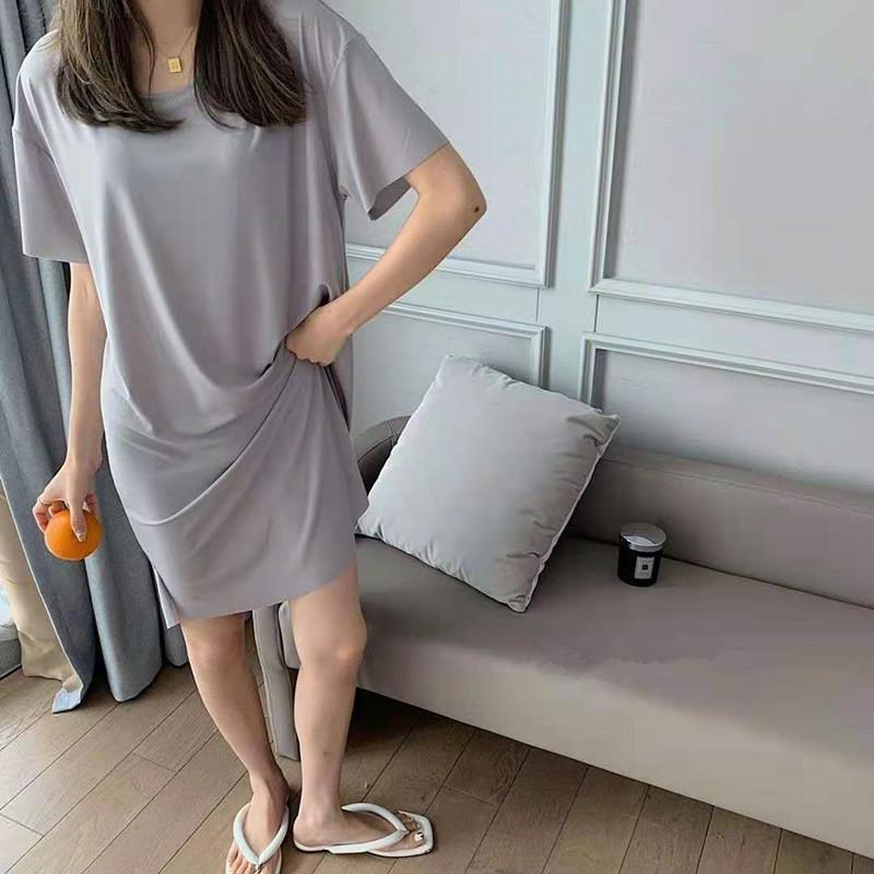 ワンピース レディース 半袖 チュニック トップス ロングTシャツ 無地 カジュアル カットソー ゆったり 薄手 おしゃれ ルームウェア 春夏 |  | 18