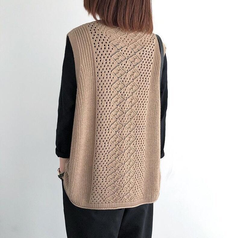 ニットベスト レディース チョッキ トップス Vネック 薄手 ゆったり プルオーバー ベスト ジレー セーター 無地 秋コーデ カジュアル 重ね着 |  | 04