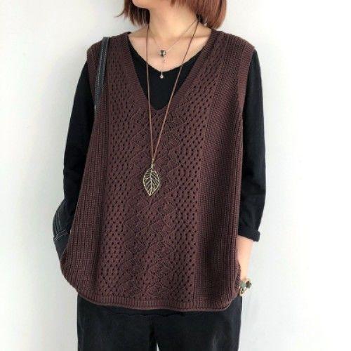 ニットベスト レディース チョッキ トップス Vネック 薄手 ゆったり プルオーバー ベスト ジレー セーター 無地 秋コーデ カジュアル 重ね着 |  | 08