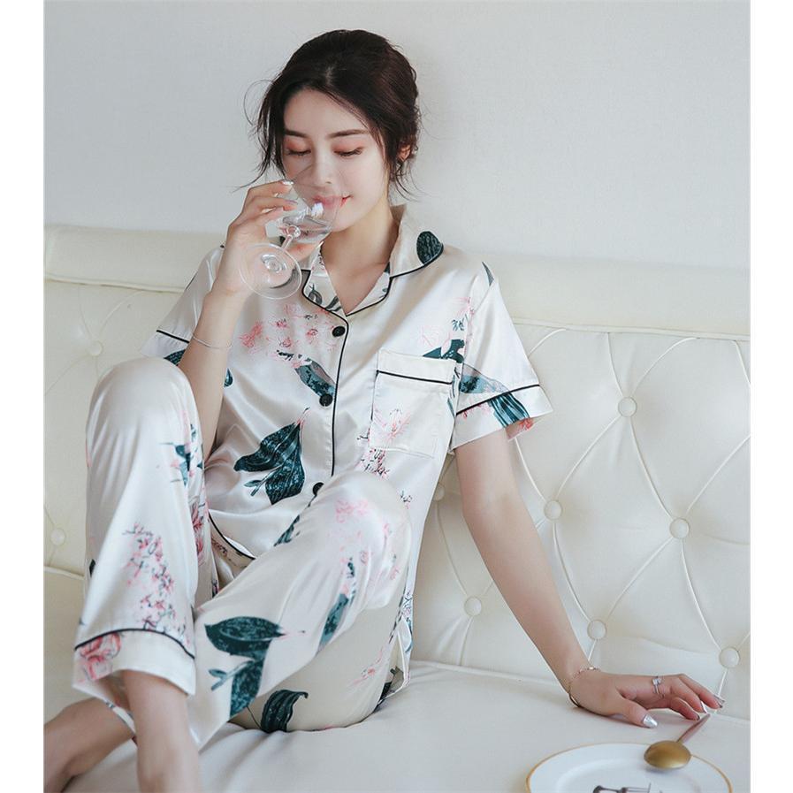 パジャマ セットアップ レディース 夏 花柄 前開き 大きいサイズ 女子会 薄手 お泊り 部屋着 コンフォート ナイトウェア 涼しい シンプル |  | 06