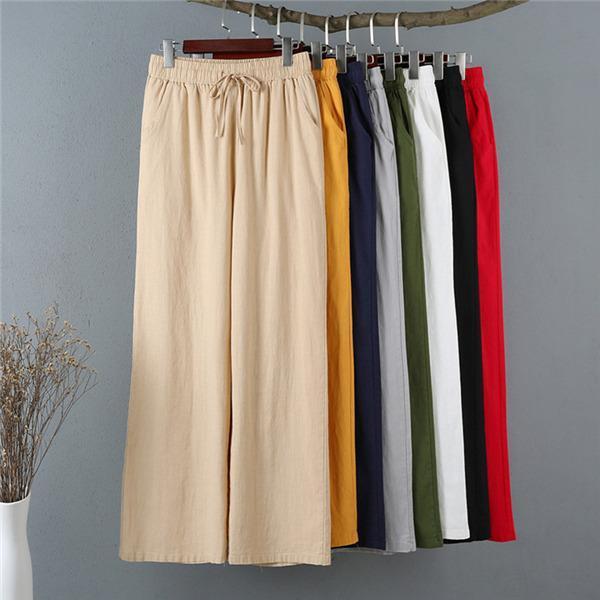 ワイドパンツ レディース リネンパンツ チノパンツ チノパン ゆったり サマーパンツ 薄手 ガウチョ レトロ 体型カバー ウエストゴム 無地 ボトムス |  | 19