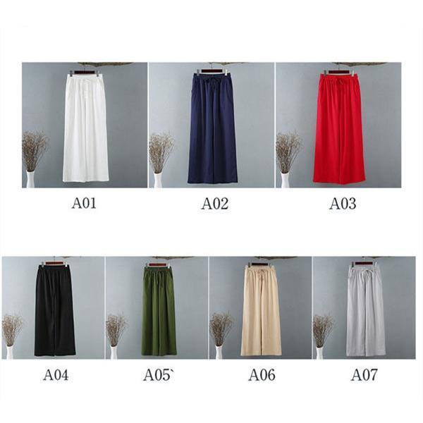 ワイドパンツ レディース リネンパンツ チノパンツ チノパン ゆったり サマーパンツ 薄手 ガウチョ レトロ 体型カバー ウエストゴム 無地 ボトムス |  | 08