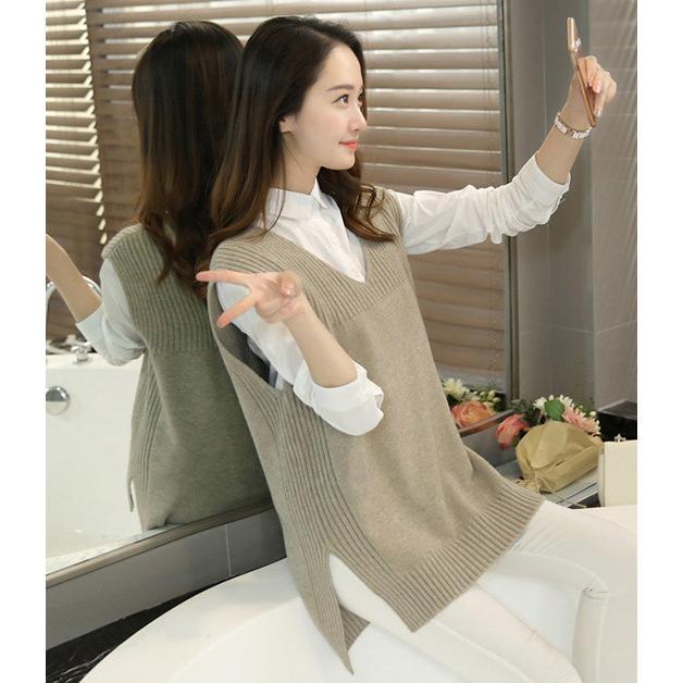 ニットベスト レディース チョッキ トップス Vネック 秋服 リブ ゆったり プルオーバー ベスト ジレー セーター 無地 秋コーデ カジュアル 重ね着 |  | 10