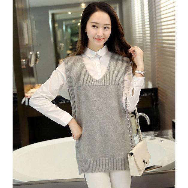 ニットベスト レディース チョッキ トップス Vネック 秋服 リブ ゆったり プルオーバー ベスト ジレー セーター 無地 秋コーデ カジュアル 重ね着 |  | 13