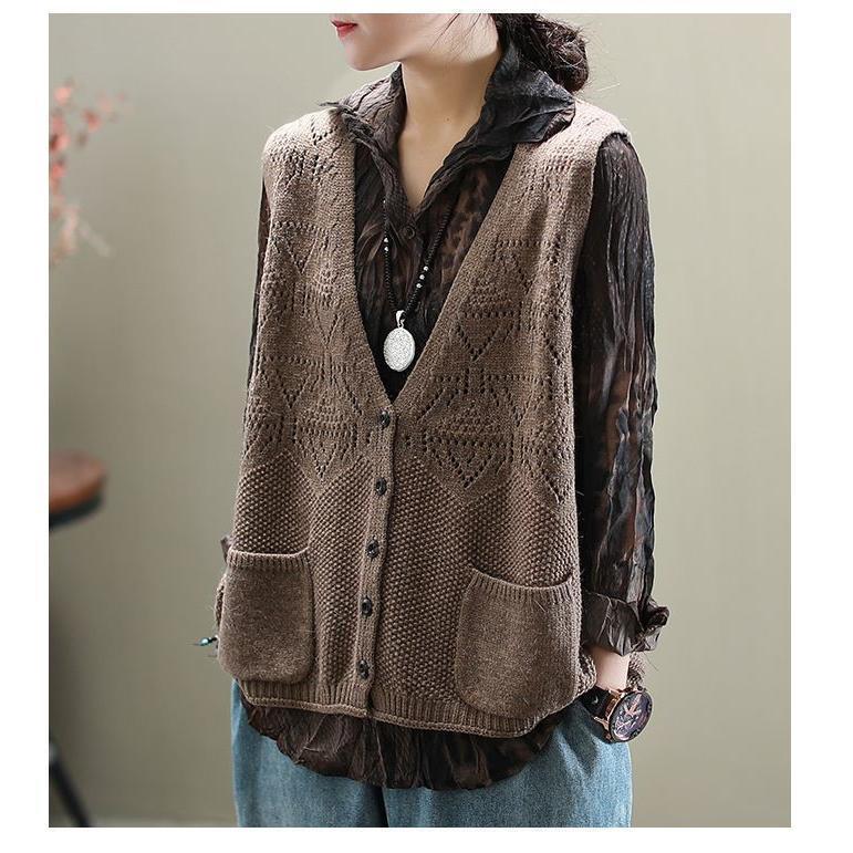 ニットベスト レディース 前開け トップス チョッキ Vネック ゆったりボタン プルオーバー ベストジレー セーター 無地 秋コーデ カジュアル 重ね着 |  | 10