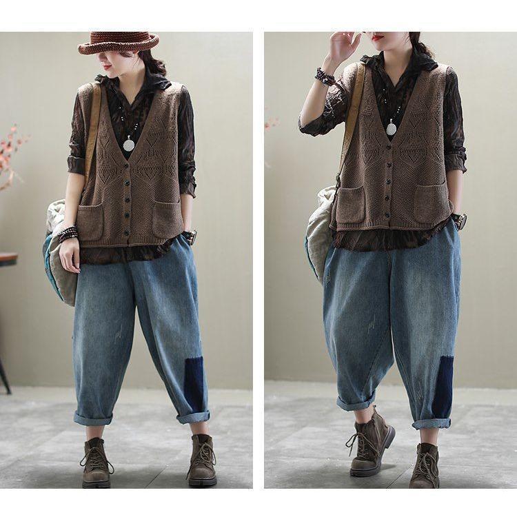 ニットベスト レディース 前開け トップス チョッキ Vネック ゆったりボタン プルオーバー ベストジレー セーター 無地 秋コーデ カジュアル 重ね着 |  | 11