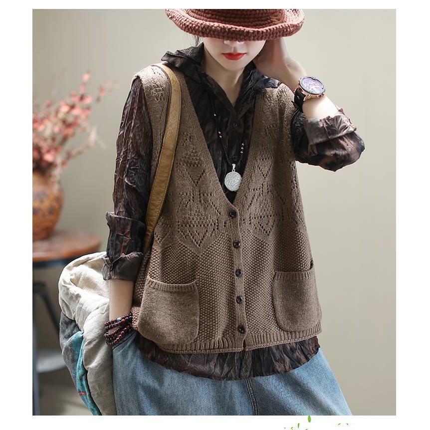 ニットベスト レディース 前開け トップス チョッキ Vネック ゆったりボタン プルオーバー ベストジレー セーター 無地 秋コーデ カジュアル 重ね着 |  | 12
