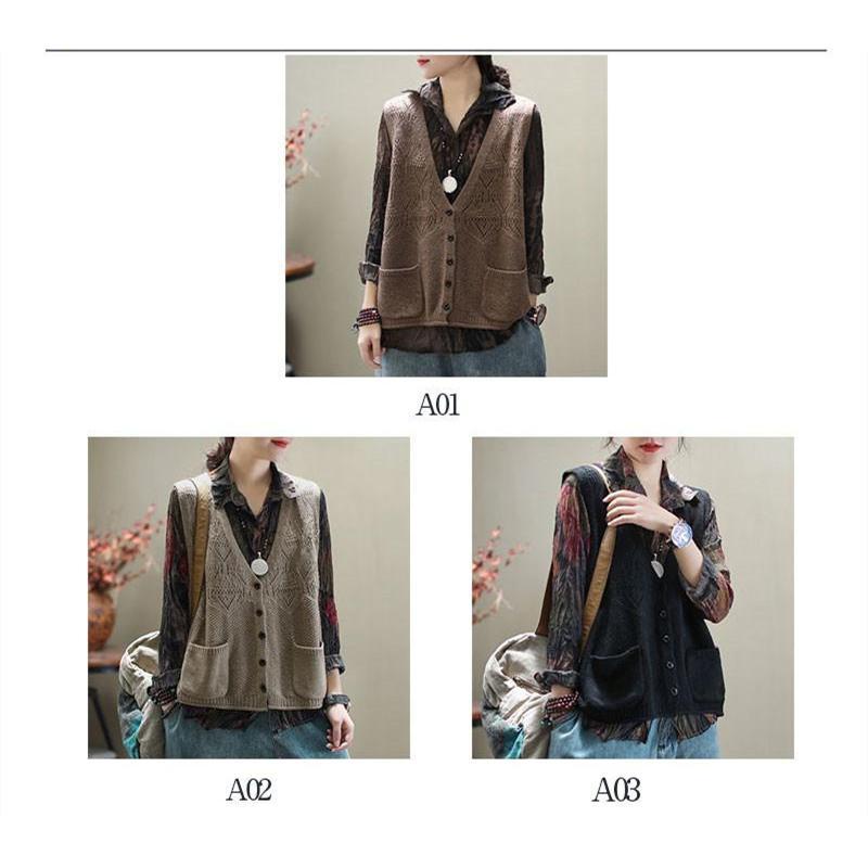 ニットベスト レディース 前開け トップス チョッキ Vネック ゆったりボタン プルオーバー ベストジレー セーター 無地 秋コーデ カジュアル 重ね着 |  | 04