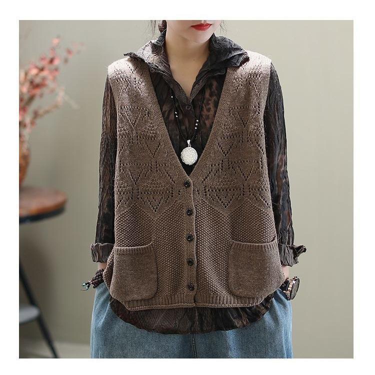 ニットベスト レディース 前開け トップス チョッキ Vネック ゆったりボタン プルオーバー ベストジレー セーター 無地 秋コーデ カジュアル 重ね着 |  | 08