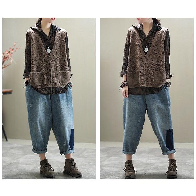 ニットベスト レディース 前開け トップス チョッキ Vネック ゆったりボタン プルオーバー ベストジレー セーター 無地 秋コーデ カジュアル 重ね着 |  | 09