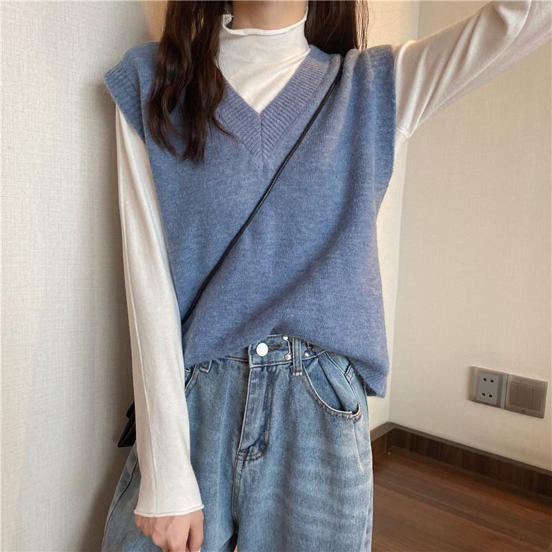 ニットベスト レディース チョッキ トップス Vネック ショート ゆったり プルオーバー ベスト ジレー セーター 無地 秋コーデ カジュアル 重ね着 |  | 13