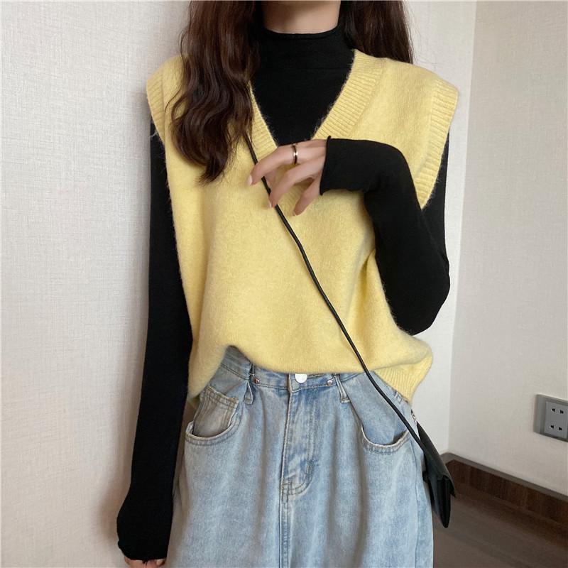 ニットベスト レディース チョッキ トップス Vネック ショート ゆったり プルオーバー ベスト ジレー セーター 無地 秋コーデ カジュアル 重ね着 |  | 17