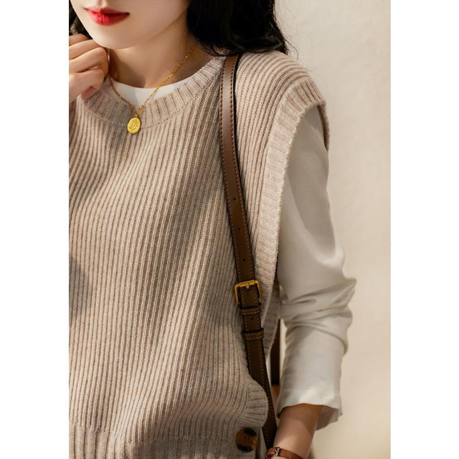 ニットベスト ベストジレー レディース チョッキ トップス クルーネック スリット ゆったり プルオーバー セーター 無地 秋コーデ カジュアル 重ね着 |  | 10