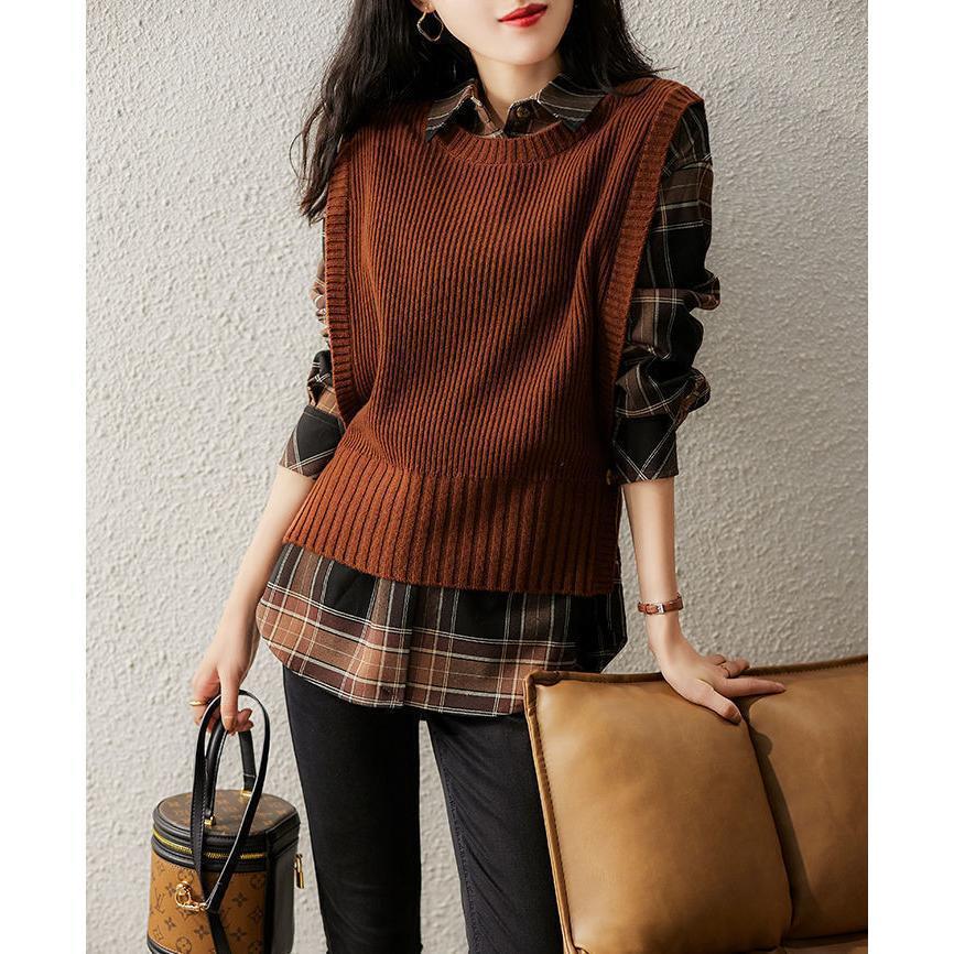 ニットベスト ベストジレー レディース チョッキ トップス クルーネック スリット ゆったり プルオーバー セーター 無地 秋コーデ カジュアル 重ね着 |  | 12