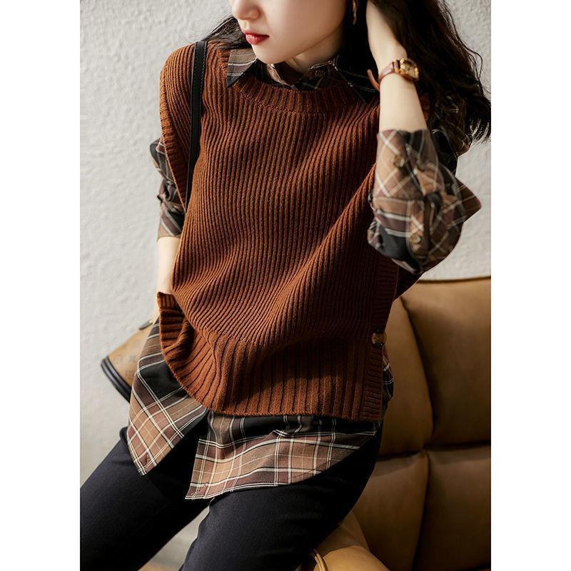 ニットベスト ベストジレー レディース チョッキ トップス クルーネック スリット ゆったり プルオーバー セーター 無地 秋コーデ カジュアル 重ね着 |  | 02