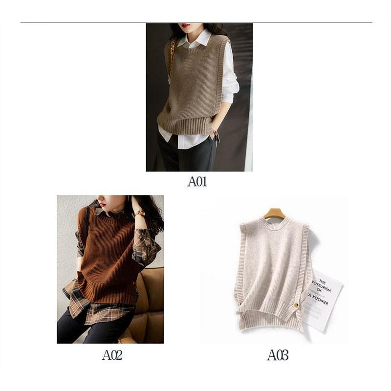 ニットベスト ベストジレー レディース チョッキ トップス クルーネック スリット ゆったり プルオーバー セーター 無地 秋コーデ カジュアル 重ね着 |  | 04