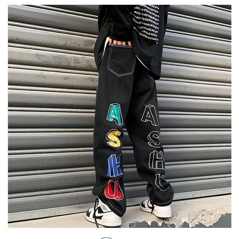 デニムパンツ ワイドパンツ メンズ 刺繍 ブリーチ ジーパン ジーンズ ストレート 英文字 ゆったり プレゼント ロングパンツ 長ズボン Ｂ系 ストリート |  | 11