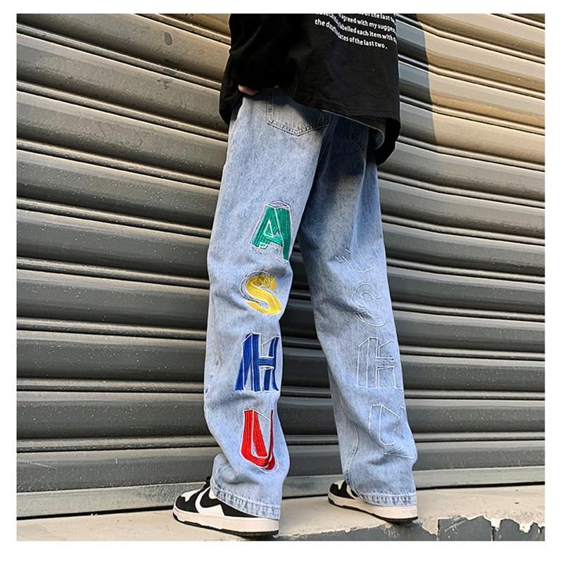 デニムパンツ ワイドパンツ メンズ 刺繍 ブリーチ ジーパン ジーンズ ストレート 英文字 ゆったり プレゼント ロングパンツ 長ズボン Ｂ系 ストリート |  | 13